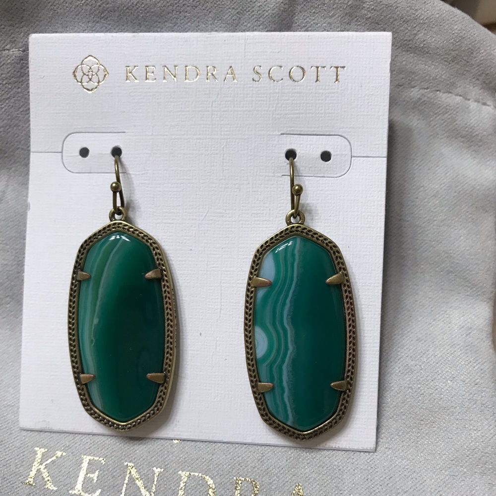 Kendra Scott Green Banded Agate Elle Earrings
